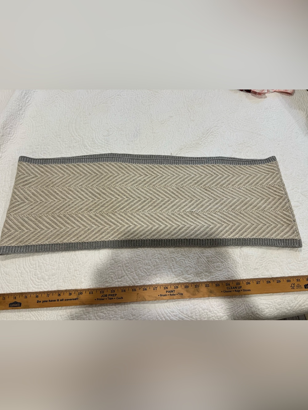 UGG Neutral Chevron Knit Scarf with Gray Trim